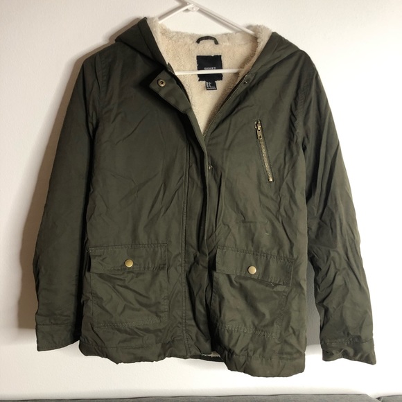 Olive Green Sherpa Jacket 